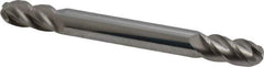 Accupro - 1/4" Diam, 1/2" LOC, 4 Flute Solid Carbide Ball End Mill - Uncoated, Double End, 2-1/2" OAL, 1/4" Shank Diam, Spiral Flute - Exact Tool & Supply