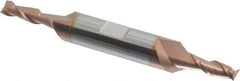 Accupro - 3/16", 1/2" LOC, 3/8" Shank Diam, 3" OAL, 2 Flute, Solid Carbide Square End Mill - Double End, TiCN Finish, Spiral Flute, 40° Helix, Centercutting, Right Hand Cut, Right Hand Flute - Exact Tool & Supply