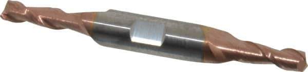 Accupro - 7/32", 9/16" LOC, 3/8" Shank Diam, 3" OAL, 2 Flute, Solid Carbide Square End Mill - Double End, TiCN Finish, Spiral Flute, 40° Helix, Centercutting, Right Hand Cut, Right Hand Flute - Exact Tool & Supply