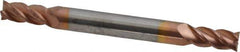 Accupro - 7/32", 7/16" LOC, 1/4" Shank Diam, 2-1/2" OAL, 4 Flute, Solid Carbide Square End Mill - Double End, TiCN Finish, Spiral Flute, 40° Helix, Centercutting, Right Hand Cut, Right Hand Flute - Exact Tool & Supply