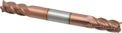 Accupro - 1/4", 1/2" LOC, 1/4" Shank Diam, 2-1/2" OAL, 4 Flute, Solid Carbide Square End Mill - Double End, TiCN Finish, Spiral Flute, 40° Helix, Centercutting, Right Hand Cut, Right Hand Flute - Exact Tool & Supply