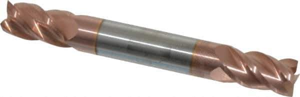 Accupro - 5/16", 1/2" LOC, 5/16" Shank Diam, 2-1/2" OAL, 4 Flute, Solid Carbide Square End Mill - Double End, TiCN Finish, Spiral Flute, 40° Helix, Centercutting, Right Hand Cut, Right Hand Flute - Exact Tool & Supply