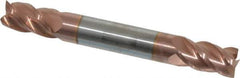 Accupro - 5/16", 1/2" LOC, 5/16" Shank Diam, 2-1/2" OAL, 4 Flute, Solid Carbide Square End Mill - Double End, TiCN Finish, Spiral Flute, 40° Helix, Centercutting, Right Hand Cut, Right Hand Flute - Exact Tool & Supply