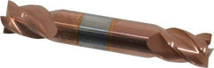 Accupro - 7/16", 9/16" LOC, 7/16" Shank Diam, 2-3/4" OAL, 4 Flute, Solid Carbide Square End Mill - Double End, TiCN Finish, Spiral Flute, 40° Helix, Centercutting, Right Hand Cut, Right Hand Flute - Exact Tool & Supply