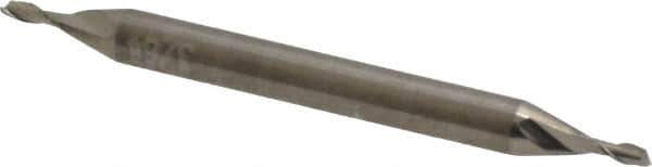 Accupro - 3/64", 3/32" LOC, 1/8" Shank Diam, 1-1/2" OAL, 2 Flute, Solid Carbide Square End Mill - Double End, Uncoated, Spiral Flute, 30° Helix, Centercutting, Right Hand Cut, Right Hand Flute - Exact Tool & Supply