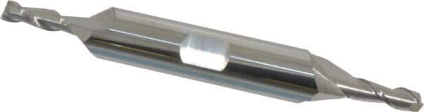 Accupro - 5/32", 7/16" LOC, 3/8" Shank Diam, 3" OAL, 2 Flute, Solid Carbide Square End Mill - Double End, Uncoated, Spiral Flute, 40° Helix, Centercutting, Right Hand Cut, Right Hand Flute - Exact Tool & Supply