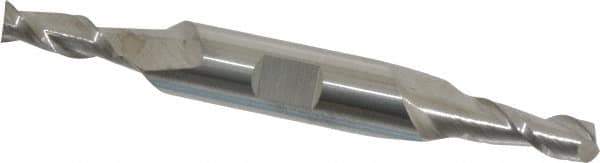 Accupro - 7/32", 9/16" LOC, 3/8" Shank Diam, 3" OAL, 2 Flute, Solid Carbide Square End Mill - Double End, Uncoated, Spiral Flute, 40° Helix, Centercutting, Right Hand Cut, Right Hand Flute - Exact Tool & Supply
