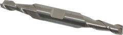 Accupro - 1/4", 5/8" LOC, 3/8" Shank Diam, 3" OAL, 2 Flute, Solid Carbide Square End Mill - Double End, Uncoated, Spiral Flute, 40° Helix, Centercutting, Right Hand Cut, Right Hand Flute - Exact Tool & Supply