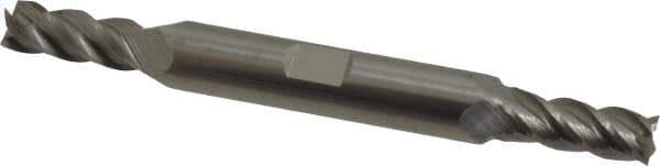 Accupro - 9/32", 11/16" LOC, 3/8" Shank Diam, 3-1/2" OAL, 4 Flute, Solid Carbide Square End Mill - Double End, Uncoated, Spiral Flute, 40° Helix, Centercutting, Right Hand Cut, Right Hand Flute - Exact Tool & Supply