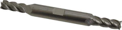 Accupro - 9/32", 11/16" LOC, 3/8" Shank Diam, 3-1/2" OAL, 4 Flute, Solid Carbide Square End Mill - Double End, Uncoated, Spiral Flute, 40° Helix, Centercutting, Right Hand Cut, Right Hand Flute - Exact Tool & Supply