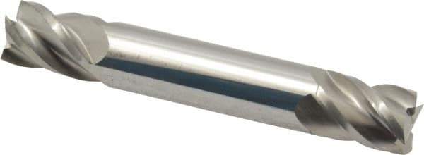 Accupro - 7/16", 9/16" LOC, 7/16" Shank Diam, 2-3/4" OAL, 4 Flute, Solid Carbide Square End Mill - Double End, Uncoated, Spiral Flute, 40° Helix, Centercutting, Right Hand Cut, Right Hand Flute - Exact Tool & Supply
