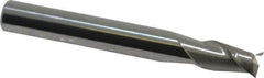 Accupro - 15/64", 3/8" LOC, 1/4" Shank Diam, 2" OAL, 2 Flute, Solid Carbide Square End Mill - Single End, Uncoated, Spiral Flute, 40° Helix, Centercutting, Right Hand Cut, Right Hand Flute - Exact Tool & Supply