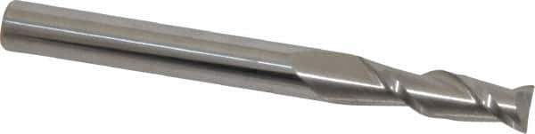 Accupro - 15/64", 3/4" LOC, 1/4" Shank Diam, 2-1/2" OAL, 2 Flute, Solid Carbide Square End Mill - Single End, Uncoated, Spiral Flute, 40° Helix, Centercutting, Right Hand Cut, Right Hand Flute - Exact Tool & Supply