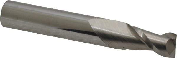 Accupro - 9/32", 1/2" LOC, 5/16" Shank Diam, 2" OAL, 2 Flute, Solid Carbide Square End Mill - Single End, Uncoated, Spiral Flute, 40° Helix, Centercutting, Right Hand Cut, Right Hand Flute - Exact Tool & Supply