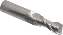 Accupro - 11/16", 1-1/2" LOC, 3/4" Shank Diam, 4" OAL, 2 Flute, Solid Carbide Square End Mill - Single End, Uncoated, Spiral Flute, 40° Helix, Centercutting, Right Hand Cut, Right Hand Flute - Exact Tool & Supply