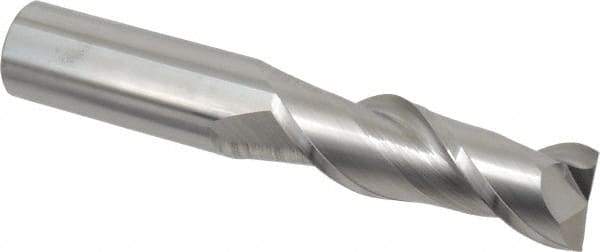 Accupro - 1", 3" LOC, 1" Shank Diam, 6" OAL, 2 Flute, Solid Carbide Square End Mill - Single End, Uncoated, Spiral Flute, 40° Helix, Centercutting, Right Hand Cut, Right Hand Flute - Exact Tool & Supply