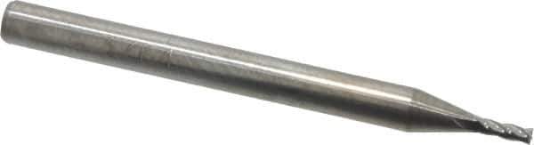 Accupro - 3/64", 9/64" LOC, 1/8" Shank Diam, 1-1/2" OAL, 4 Flute, Solid Carbide Square End Mill - Single End, Uncoated, Spiral Flute, 30° Helix, Centercutting, Right Hand Cut, Right Hand Flute - Exact Tool & Supply