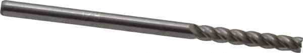 Accupro - 1/8", 3/4" LOC, 1/8" Shank Diam, 2-1/4" OAL, 4 Flute, Solid Carbide Square End Mill - Single End, Uncoated, Spiral Flute, 40° Helix, Centercutting, Right Hand Cut, Right Hand Flute - Exact Tool & Supply