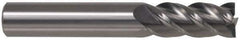 Accupro - 13/32", 5/8" LOC, 7/16" Shank Diam, 2" OAL, 4 Flute, Solid Carbide Square End Mill - Single End, TiCN Finish, Spiral Flute, 40° Helix, Centercutting, Right Hand Cut, Right Hand Flute - Exact Tool & Supply