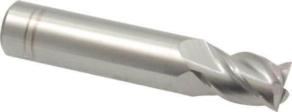 Accupro - 29/64", 5/8" LOC, 1/2" Shank Diam, 2-1/2" OAL, 4 Flute, Solid Carbide Square End Mill - Single End, Uncoated, Spiral Flute, 40° Helix, Centercutting, Right Hand Cut, Right Hand Flute - Exact Tool & Supply