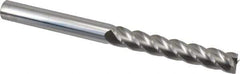 Accupro - 1/2", 3" LOC, 1/2" Shank Diam, 6" OAL, 4 Flute, Solid Carbide Square End Mill - Single End, Uncoated, Spiral Flute, 40° Helix, Centercutting, Right Hand Cut, Right Hand Flute - Exact Tool & Supply