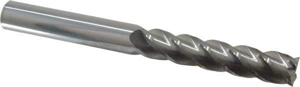 Accupro - 5/8", 3" LOC, 5/8" Shank Diam, 6" OAL, 4 Flute, Solid Carbide Square End Mill - Single End, Uncoated, Spiral Flute, 40° Helix, Centercutting, Right Hand Cut, Right Hand Flute - Exact Tool & Supply