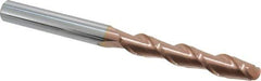 Accupro - 1/2" Diam, 3" LOC, 2 Flute Solid Carbide Ball End Mill - TiCN Finish, Single End, 6" OAL, 1/2" Shank Diam, Spiral Flute - Exact Tool & Supply