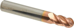 Accupro - 9/32" Diam, 1/2" LOC, 4 Flute Solid Carbide Ball End Mill - TiCN Finish, Single End, 2" OAL, 5/16" Shank Diam, Spiral Flute - Exact Tool & Supply