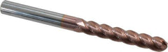 Accupro - 1/2" Diam, 3" LOC, 4 Flute Solid Carbide Ball End Mill - TiCN Finish, Single End, 6" OAL, 1/2" Shank Diam, Spiral Flute - Exact Tool & Supply