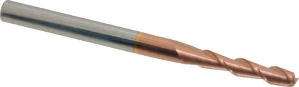 Accupro - 5/32", 3/4" LOC, 3/16" Shank Diam, 2-1/2" OAL, 2 Flute, Solid Carbide Square End Mill - Single End, TiCN Finish, Spiral Flute, 40° Helix, Centercutting, Right Hand Cut, Right Hand Flute - Exact Tool & Supply