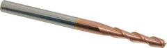 Accupro - 5/32", 3/4" LOC, 3/16" Shank Diam, 2-1/2" OAL, 2 Flute, Solid Carbide Square End Mill - Single End, TiCN Finish, Spiral Flute, 40° Helix, Centercutting, Right Hand Cut, Right Hand Flute - Exact Tool & Supply