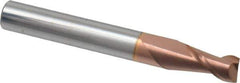 Accupro - 7/32", 3/8" LOC, 1/4" Shank Diam, 2" OAL, 2 Flute, Solid Carbide Square End Mill - Single End, TiCN Finish, Spiral Flute, 40° Helix, Centercutting, Right Hand Cut, Right Hand Flute - Exact Tool & Supply