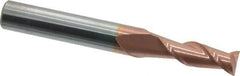 Accupro - 17/64", 3/4" LOC, 5/16" Shank Diam, 2-1/2" OAL, 2 Flute, Solid Carbide Square End Mill - Single End, TiCN Finish, Spiral Flute, 40° Helix, Centercutting, Right Hand Cut, Right Hand Flute - Exact Tool & Supply