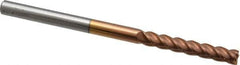 Accupro - 3/16", 1-1/8" LOC, 3/16" Shank Diam, 3" OAL, 4 Flute, Solid Carbide Square End Mill - Single End, TiCN Finish, Spiral Flute, 40° Helix, Centercutting, Right Hand Cut, Right Hand Flute - Exact Tool & Supply