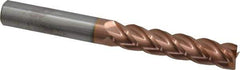 Accupro - 7/16", 2" LOC, 7/16" Shank Diam, 4" OAL, 4 Flute, Solid Carbide Square End Mill - Single End, TiCN Finish, Spiral Flute, 40° Helix, Centercutting, Right Hand Cut, Right Hand Flute - Exact Tool & Supply