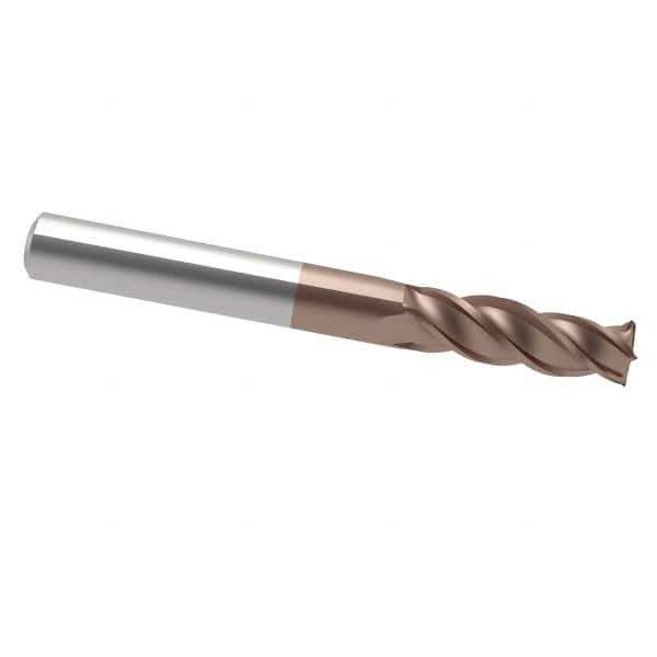 Accupro - 1/2", 2" LOC, 1/2" Shank Diam, 4" OAL, 4 Flute, Solid Carbide Square End Mill - Single End, TiCN Finish, Spiral Flute, 40° Helix, Centercutting, Right Hand Cut, Right Hand Flute - Exact Tool & Supply