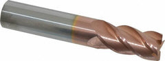 Accupro - 5/8", 1-1/4" LOC, 5/8" Shank Diam, 3-1/2" OAL, 4 Flute, Solid Carbide Square End Mill - Single End, TiCN Finish, Spiral Flute, 40° Helix, Centercutting, Right Hand Cut, Right Hand Flute - Exact Tool & Supply