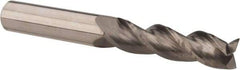 Accupro - 1/2", 2" LOC, 1/2" Shank Diam, 4" OAL, 3 Flute, Solid Carbide Square End Mill - Single End, Uncoated, Spiral Flute, 37° Helix, Centercutting, Right Hand Cut, Right Hand Flute - Exact Tool & Supply