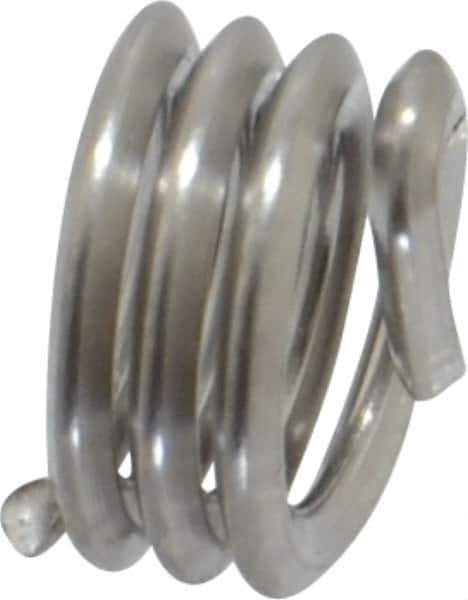 Recoil - 1/4-20 UNC, 1/4" OAL, Free Running Helical Insert - 3-3/8 Free Coils, Tanged, Stainless Steel, Bright Finish, 1D Insert Length - Exact Tool & Supply