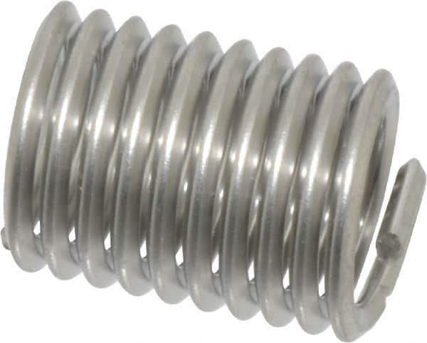 Recoil - 3/8-16 UNC, 3/4" OAL, Free Running Helical Insert - 10 Free Coils, Tanged, Stainless Steel, Bright Finish, 2D Insert Length - Exact Tool & Supply