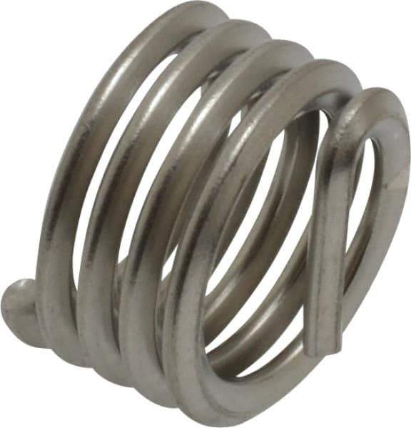 Recoil - 7/16-14 UNC, 0.438" OAL, Free Running Helical Insert - 4-1/2 Free Coils, Tanged, Stainless Steel, Bright Finish, 1D Insert Length - Exact Tool & Supply