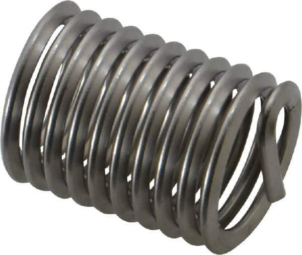 Recoil - 7/16-14 UNC, 7/8" OAL, Free Running Helical Insert - 10-1/4 Free Coils, Tanged, Stainless Steel, Bright Finish, 2D Insert Length - Exact Tool & Supply