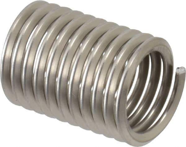 Recoil - 1/2-13 UNC, 1" OAL, Free Running Helical Insert - 11 Free Coils, Tanged, Stainless Steel, Bright Finish, 2D Insert Length - Exact Tool & Supply