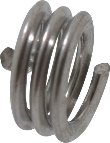 Recoil - #4-40 UNC, 0.112" OAL, Free Running Helical Insert - 2-3/4 Free Coils, Tanged, Stainless Steel, Bright Finish, 1D Insert Length - Exact Tool & Supply