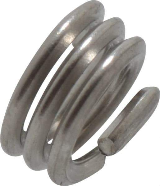 Recoil - #6-32 UNC, 0.138" OAL, Free Running Helical Insert - 2-3/4 Free Coils, Tanged, Stainless Steel, Bright Finish, 1D Insert Length - Exact Tool & Supply