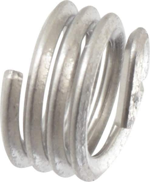 Recoil - #8-32 UNC, 0.164" OAL, Free Running Helical Insert - 3-1/2 Free Coils, Tanged, Stainless Steel, Bright Finish, 1D Insert Length - Exact Tool & Supply