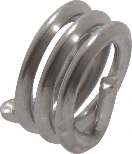 Recoil - #10-24 UNC, 0.19" OAL, Free Running Helical Insert - 2-7/8 Free Coils, Tanged, Stainless Steel, Bright Finish, 1D Insert Length - Exact Tool & Supply