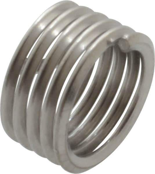 Recoil - 1/4-28 UNF, 1/4" OAL, Free Running Helical Insert - 5 Free Coils, Tanged, Stainless Steel, Bright Finish, 1D Insert Length - Exact Tool & Supply