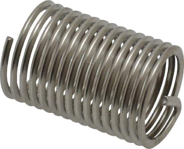 Recoil - 3/8-24 UNF, 3/4" OAL, Free Running Helical Insert - 15 Free Coils, Tanged, Stainless Steel, Bright Finish, 2D Insert Length - Exact Tool & Supply
