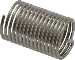 Recoil - 3/8-24 UNF, 3/4" OAL, Free Running Helical Insert - 15 Free Coils, Tanged, Stainless Steel, Bright Finish, 2D Insert Length - Exact Tool & Supply